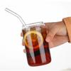 Glass Cups with Lids and StrawsCan Shaped Glass Cups Beer & Ice Coffee Glasses Ice Tea Cup Great for Soda Boba Cocktail, 16oz