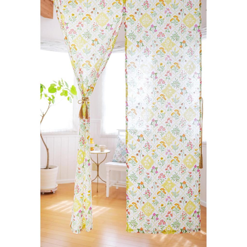 Tomo Corporation Noren Lace Flower Room Product Curtain, Pattern, Natural, Long, Divider, 100% Cotton, 85x150cm, Number 15625-870-342