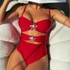 Новые женские однотонные подтяжки с двумя сексуальными цельными купальниками-бикини