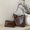 IELGY Ladies Messenger Bag Woven Pattern Bucket Bag Solid Color All-Match One Shoulder