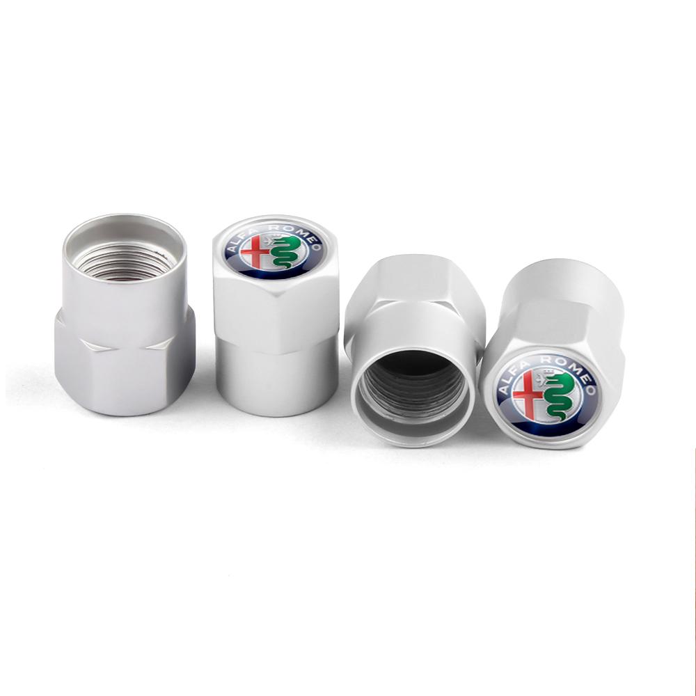4PCS aluminium Car Badge Wheel PGY7U Tire Air Valve Caps Stem Cover For Alfa Romeo Sportiva Stelvio Giulia 147 166 Auto accessories