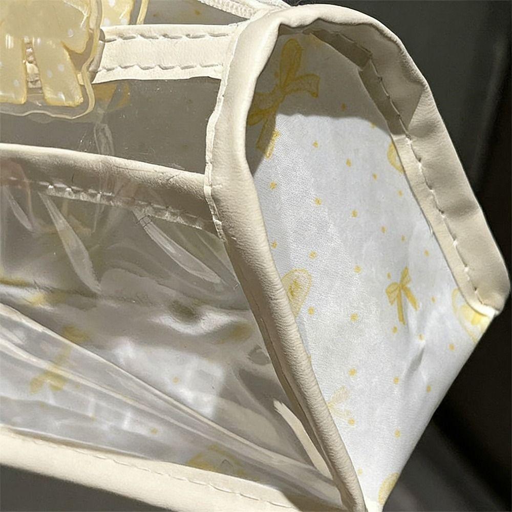 Transparent Pen Bag Bow Storage Bag Cute Stationery Bag  for Students