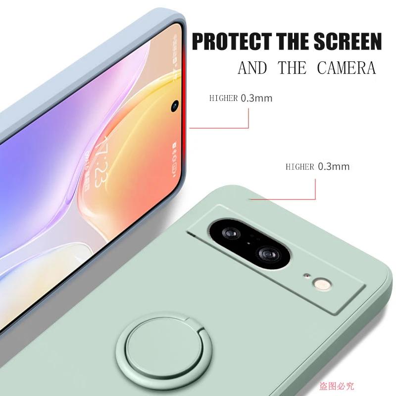 Чехол для Google Pixel 8 9 Finger Ring Stand Holder Slicone Cover для Pixel 9 Pro XL Solid Color Lens Protection Soft Phone Case