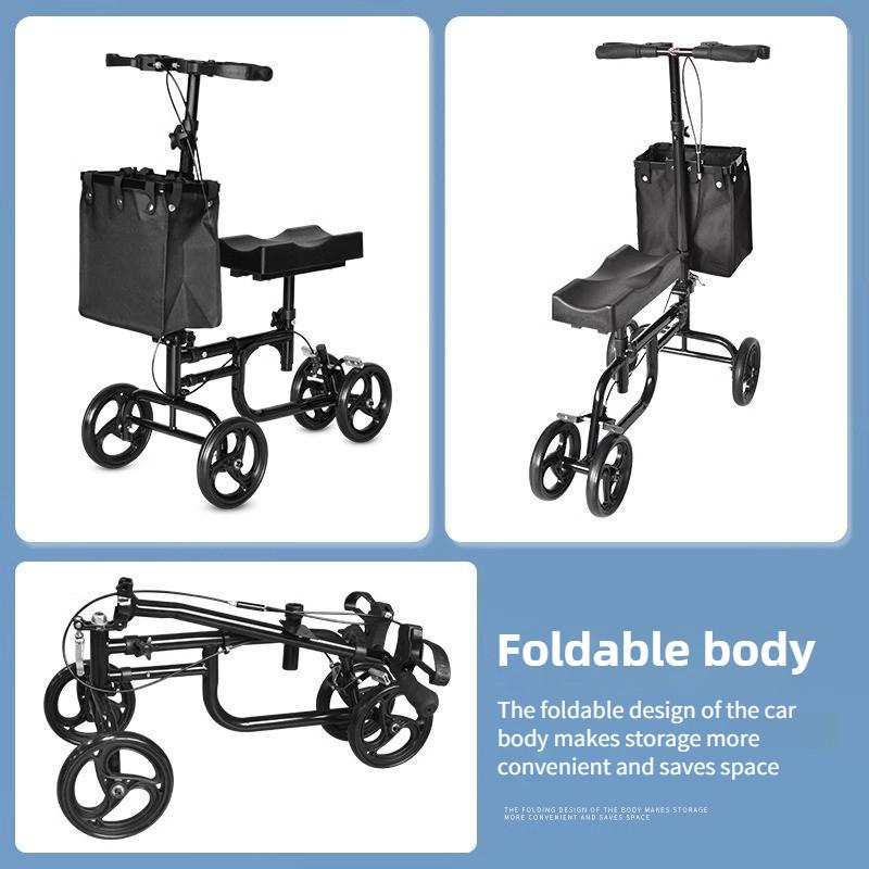 Elderly Four Wheel Knee Scooter Elderly Ankle Injuries Mobility Scooter Foldable Assistive Walking Cart