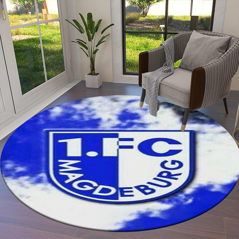 FC Magdeburg Round Area Rug,Carpet Rug for Living Room Bedroom Sofa Playroom Decor,Non-slip Floor Mat56