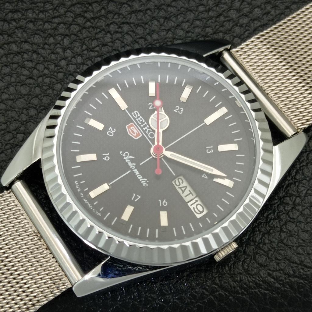 ВИНТАЖНЫЕ АВТОМАТИЧЕСКИЕ SEIKO 5 6309A ВОССТАНОВЛЕННЫЕ ЯПОНСКИЕ МУЖСКИЕ ЧЕРНЫЕ ЧАСЫ a442831-1
