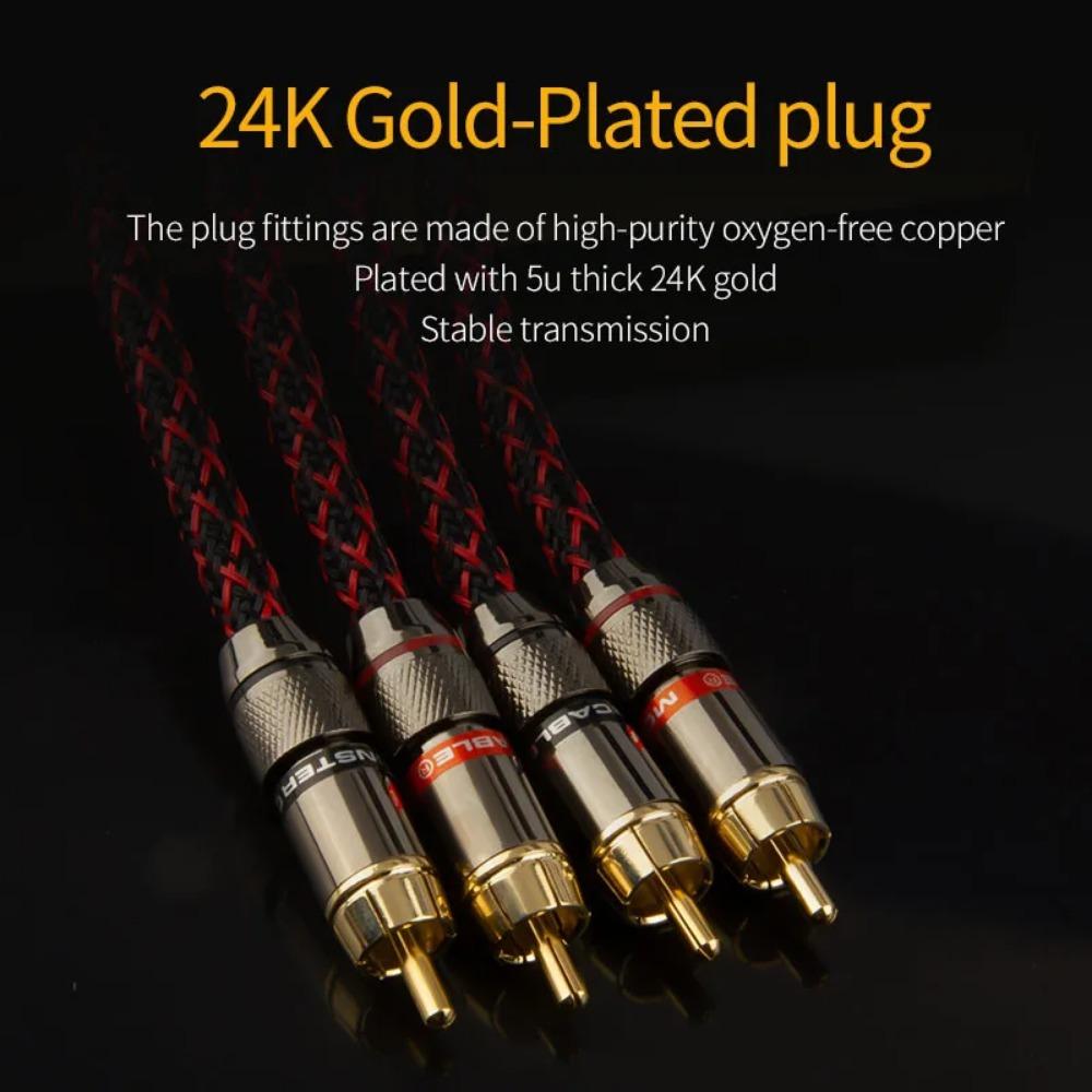 1 Pair RCA Audio Cable 2 RCA To 2 RCA Interconnect Cables HIFI Stereo 4N OFC Male To Male For Amplifier DAC TV Car Audio