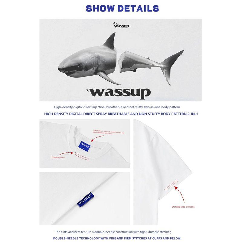 Wassup Inkjet 3D Breathable T-Shirt Short-Sleeved Men's Summer 2025 New Heavyweight Pure Cotton American-Style Round Neck Top