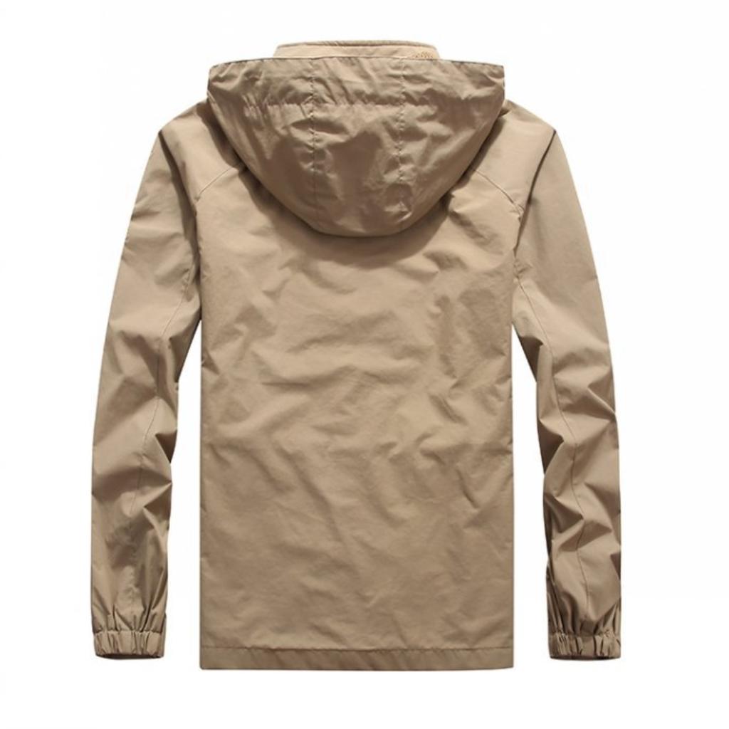 Men's Spring and Autumn Thin Solid Color Zipper Pocket Loose Casual Youth Zipper Cotton Hooded Ordinary Jacket