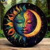 Двусторонняя алюминиевая настенная art Yin Yang, Солнце и Луна, яркие оттенки на черном фоне, для дома
