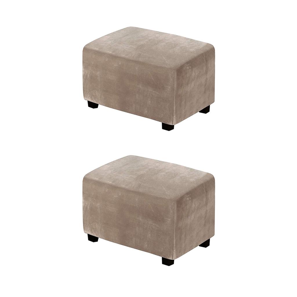 Бархатный чехол для пуфика Эластичный Квадратный Прямоугольный Чехол для табурета для ног Всевключающий Однотонный Чехол для диванной подставки для ног для гостиной