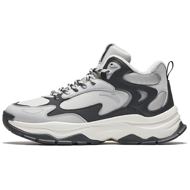 New Anta Borderland Slip Resistant Warm High Top Casual Shoes Men's Gray Black 112448966-3