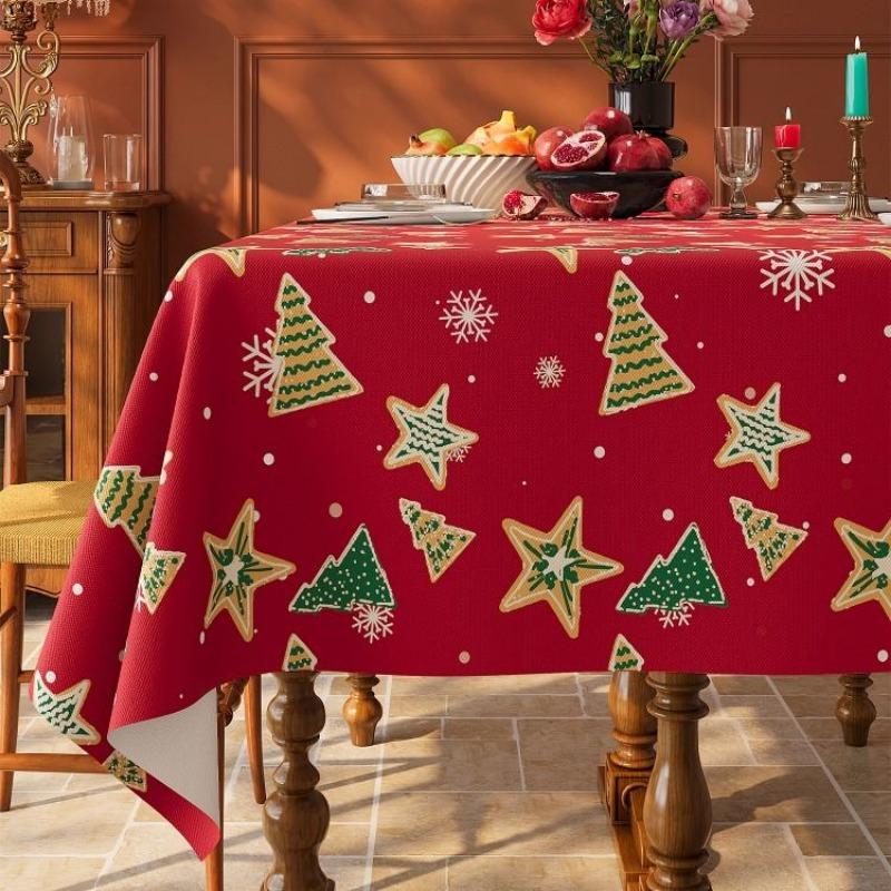 Christmas Tablecloth—Wash-Free, Waterproof, and Grease-Resistant; Holiday, Thanksgiving, and Christmas Tablecloths; Coffee Table Cloths