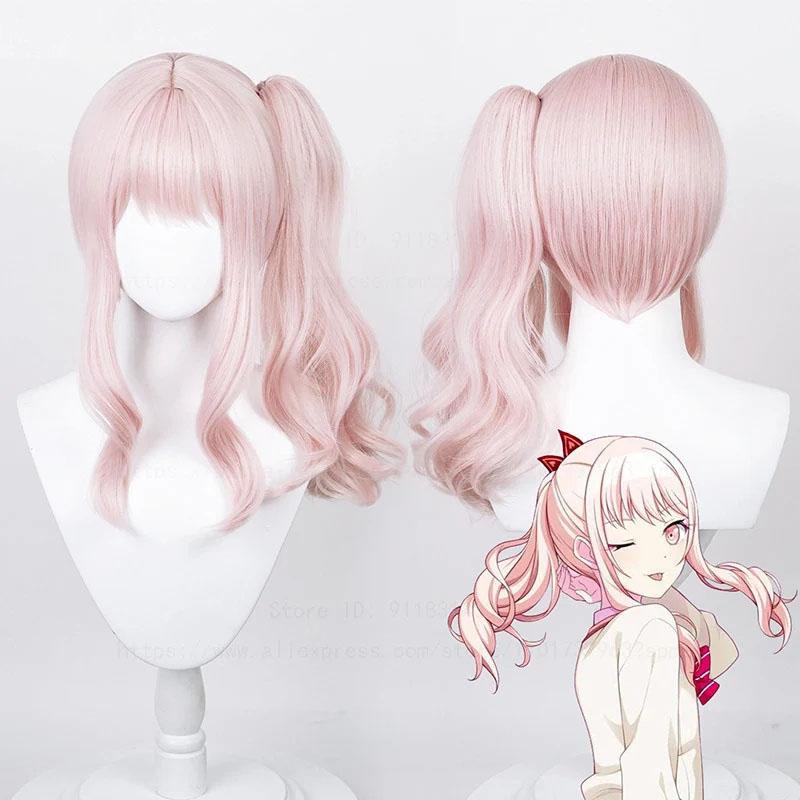 High Quality Akiyama Mizuki Cosplay Wig Light Pink Curly Clip Ponytail Heat Resistant Synthetic Hair Amia Wigs