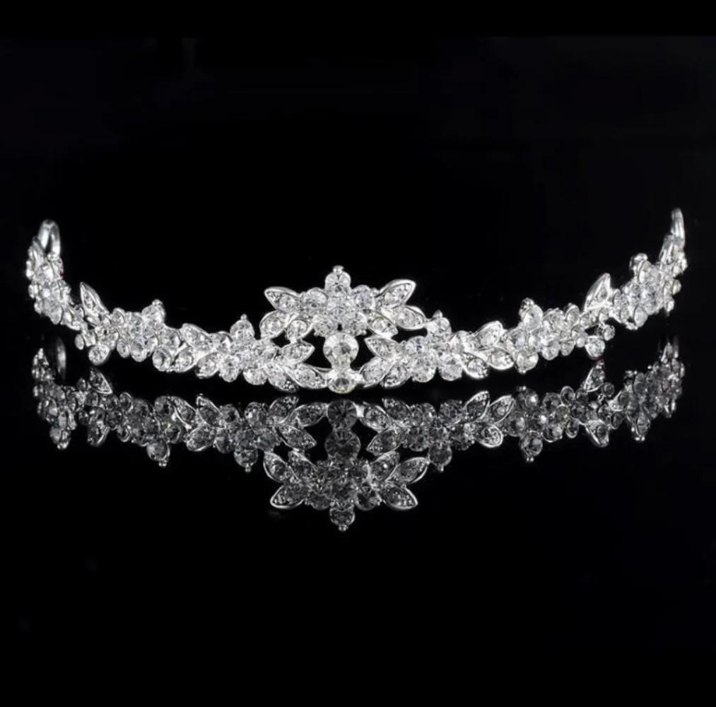 Хрустальные камни, серебряный цвет, стразы, свадебные наборы, ожерелье, серьги, тиара, комплект ювелирных изделий для женщин, подарок