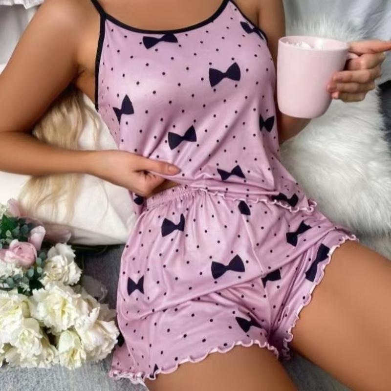 Summer Women's Pajama Two-piece Set, Sexy and Casual Halter Top and Shorts, Home Wear Set