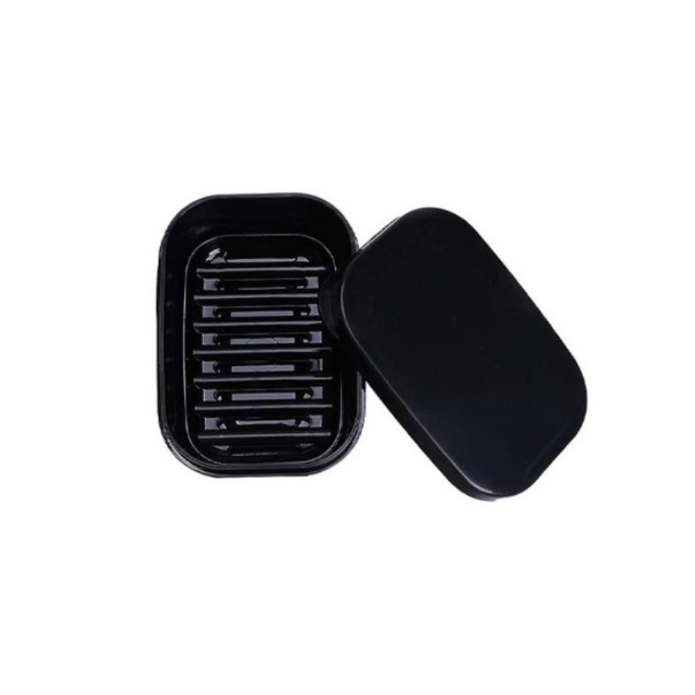 Portable Waterproof Leakproof Soap Holder with Lid Draining Layer Soap Container Detachable Plastic Soap Dish Bathroom