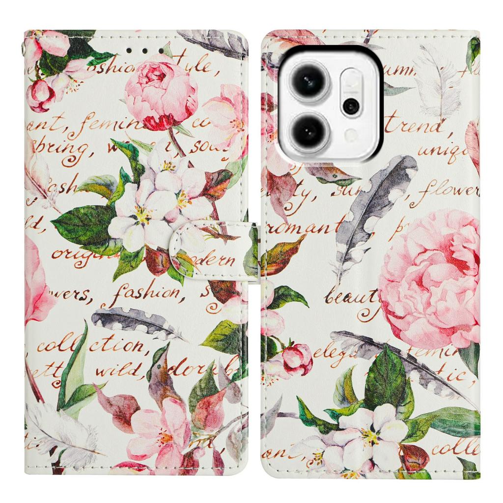 Для Oppo Reno14 5G (Глобальный) Чехол с рисунком, печатью, кошелек-подставка, откидной кожаный чехол для телефона с ремешком