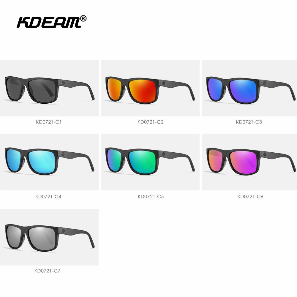 KDEAM Square-frame sunglasses, polarized, iridescent lenses, for outdoor driving TR Sports sunglasses KD0721