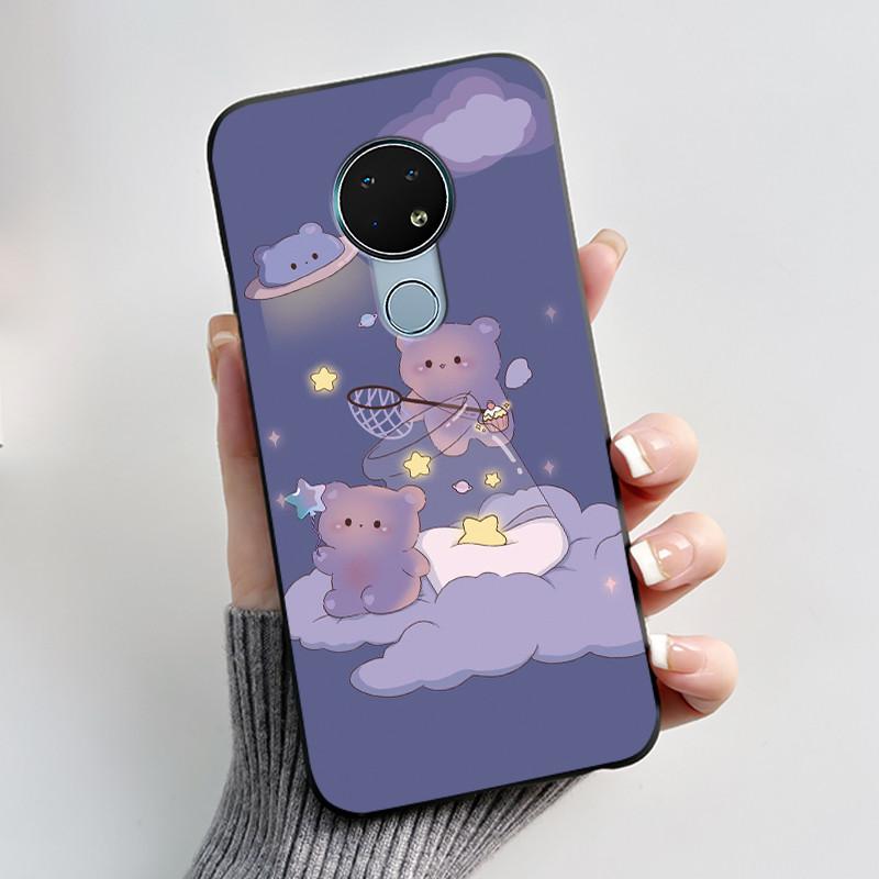 Милый Чехол Для Nokia 6.2 / Nokia 7.2 Fundas Capa Печатный Корпус Защитная Крышка Мягкий Силикон Мультяшный Черный Корпус Coque