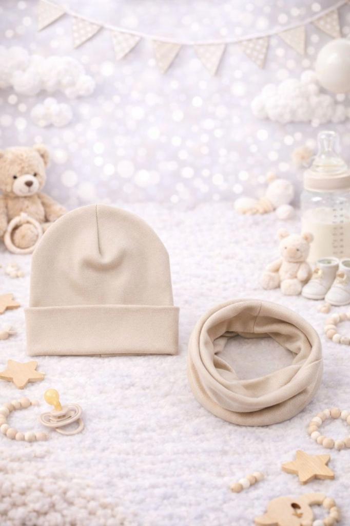 Set Hat + Scarf 110-122 Children' Set 52-56 Spring Beige