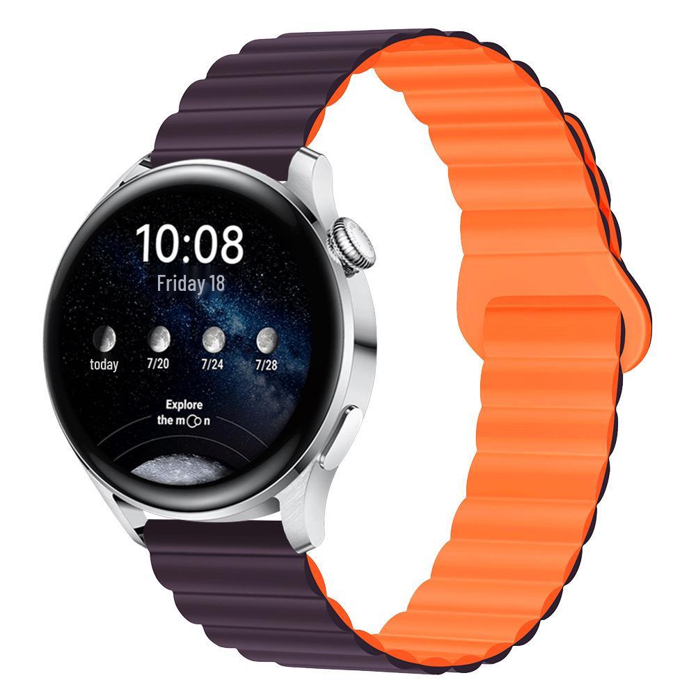 Двухцветный силиконовый магнитный ремешок для часов Huawei GT3/4/GT5 и Samsung Watch4 Pro (20 / 22мм)