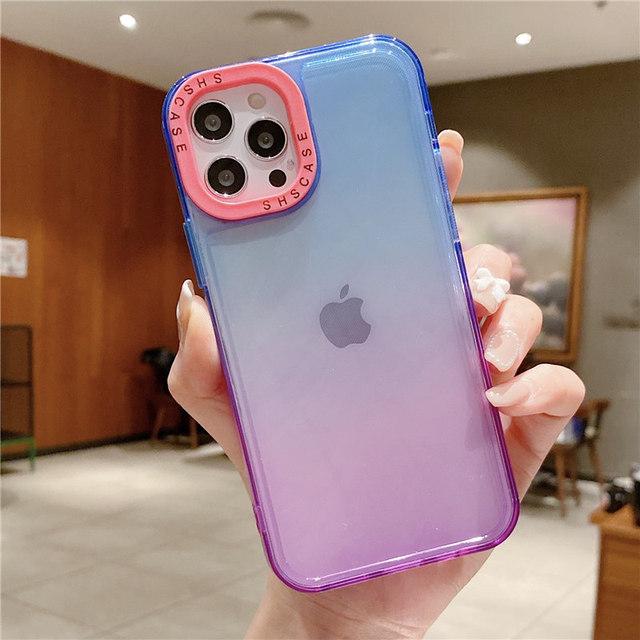 Противоударный прозрачный чехол для телефона с градиентом для Iphone 14 13 Pro Max 12 11 Pro Max Xr Xs X 14plus 13, прозрачный мягкий бампер, задняя крышка