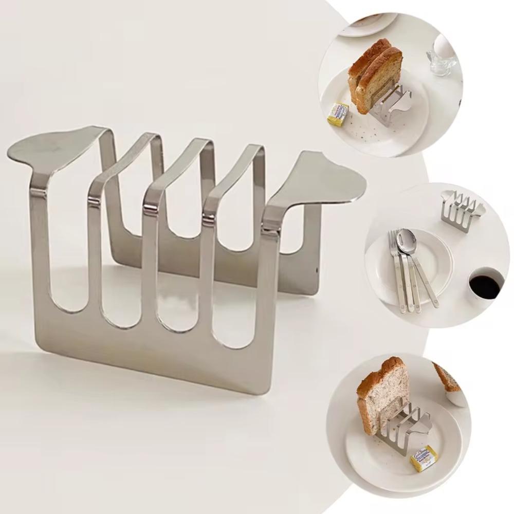 Rust-proof Toast Holder Extended Handle Bread Stand Stainless Steel Toast Rack Breakfast