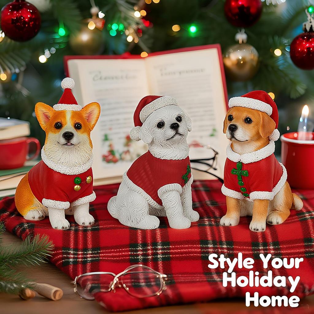 Рождественская собака из смолы Милый КоргиБигль Лабрадор в рождественской шапке и свитере Рождественское украшение