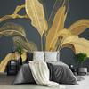 Black and Gold Banana Leaf Wallpaper Tropical Plants 3D Mural Plant Flowers Mural for Living Room Bedroom