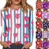 Women's Casual Fashion Sexy Comfortable Valentine's Day Printed Round Neck Long Sleeve Top