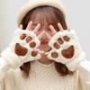 Cute Cat Paw Gloves Cute Winter Warm Girl Open Finger Gloves Plush Cat Paw Women Half Finger Gloves
