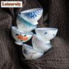1 шт. китайская керамическая чайная чашка ручной работы, расписанная вручную рыба-лотос, фарфоровая чайная чашка, домашний чайный сервиз, дорожная чашка 50 мл