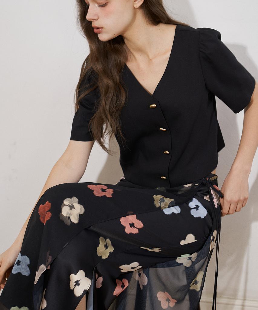 Прозрачный комплект с юбкой Peullobeu Flower (Bk)