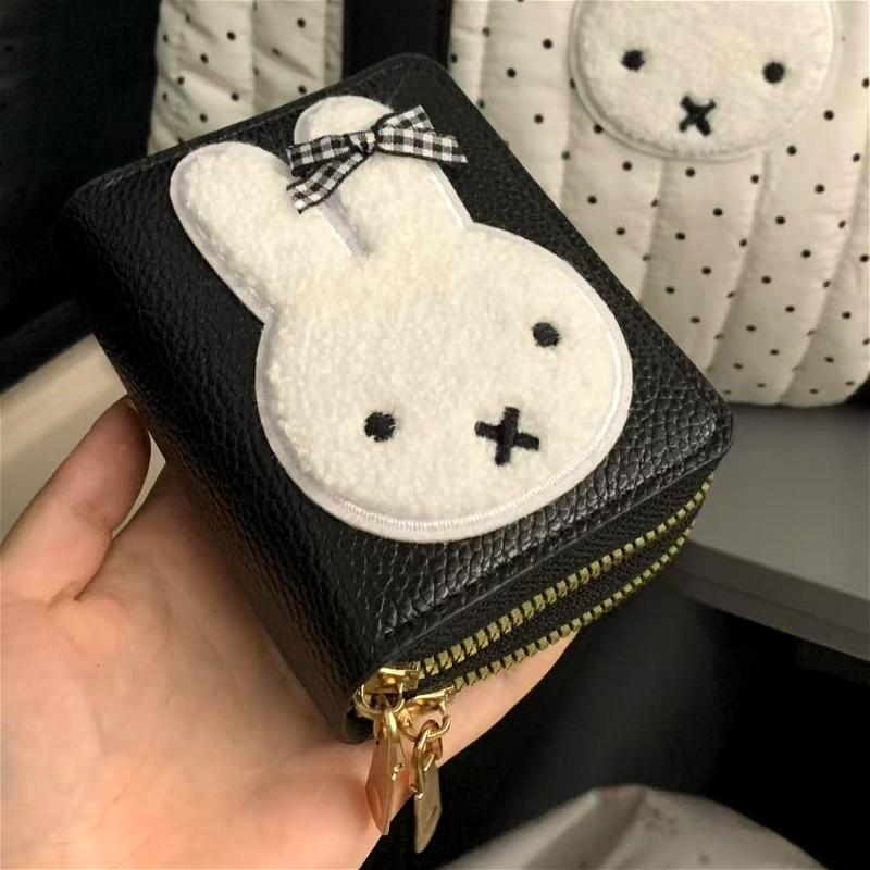 Женский кошелек с RFID-защитой и двойной молнией, милый мультяшный, из ПУ-кожи, держатель для кредитных карт, монетница, органайзер для карт-гармошка, компактный кошелек для девочек