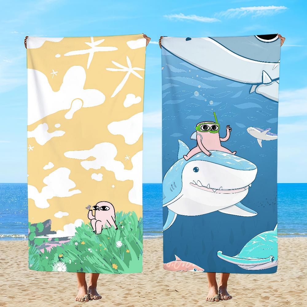 K-ketnipz Towel Textile Bathrobe Beach Cartoon Art Quick-Drying Kawaii Cute Lightweight Portable Camping Swim Funny Pool Travel