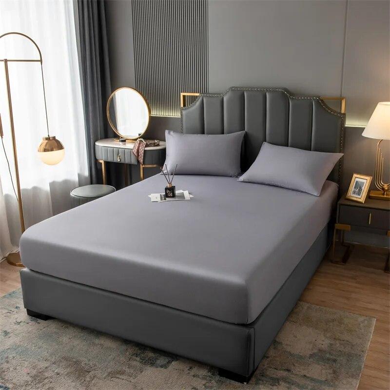 Водостойкая эластичная европейская двуспальная односпальная кровать, простыня, наматрасник, покрывало на линии кровати, серая пара 180x200 200x220