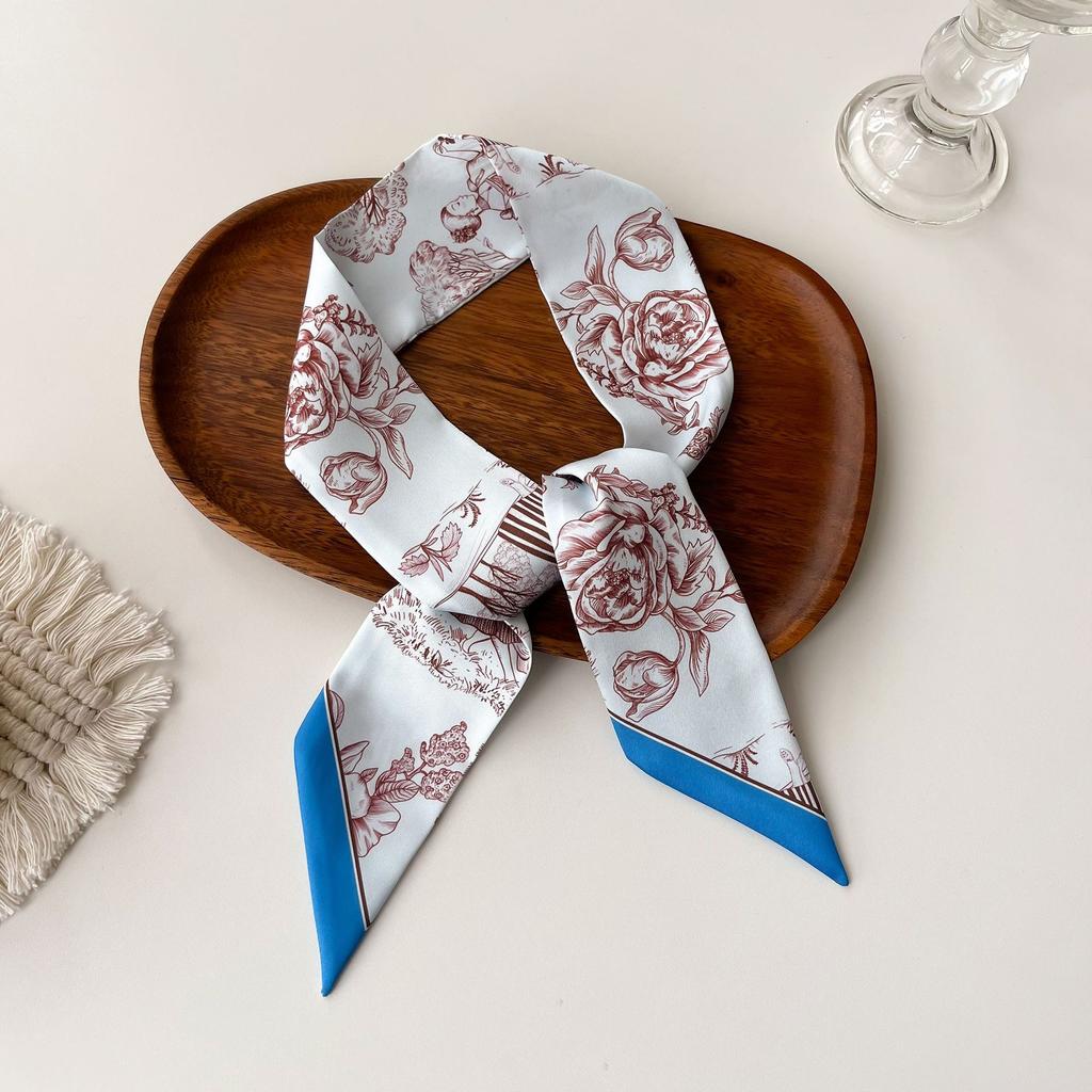 Wind Small Streamer Long Scarf Ribbon Tie Bag Versatile Decorative Headband Printed Scarf with Hand Scarf