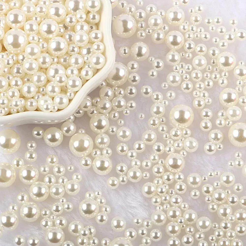 Разноцветные бусины из АБС-пластика без отверстий, имитация жемчуга, россыпные бусины для нейл-арта, DIY-поделок, украшения для скрапбукинга