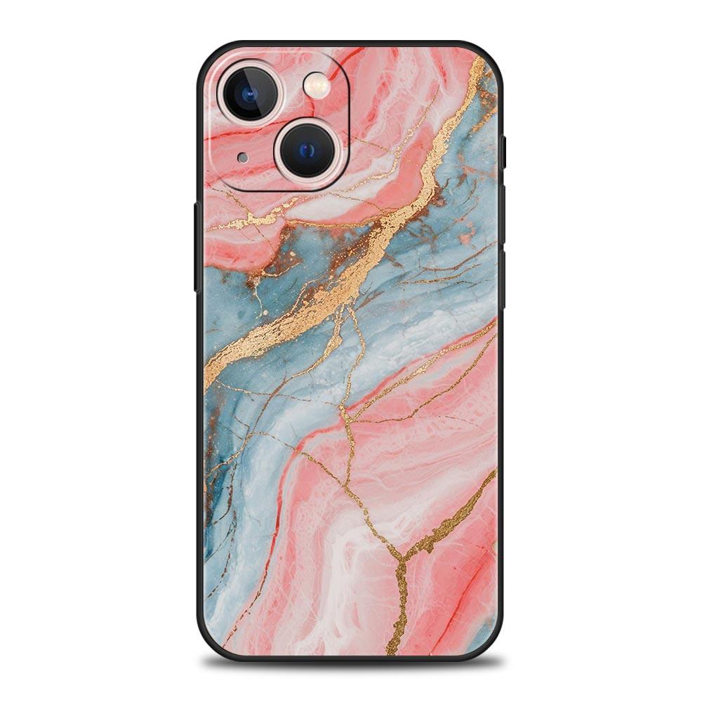 Модный Золотой Розовый Мраморный Чехол Для Телефона Для iPhone 17 16 15 Pro Max 11 12 13 14 7 8 Plus SE 2020 X XR XS Чехол Мягкий Черный