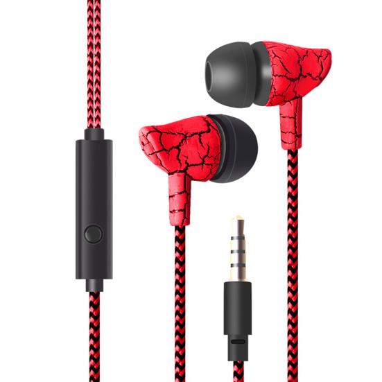 Модные наушники-вкладыши с треснувшим принтом, регулятором громкости на проводе и универсальным плетеным кабелем