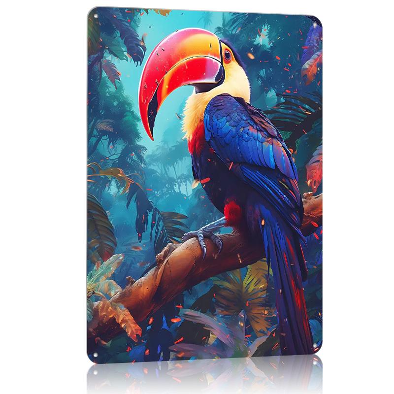 Tropical Toucan Metal Poster Tin Sign Wall Art Things for Room Design Customizable Metal Signs for Home Decoration Vintage Decor