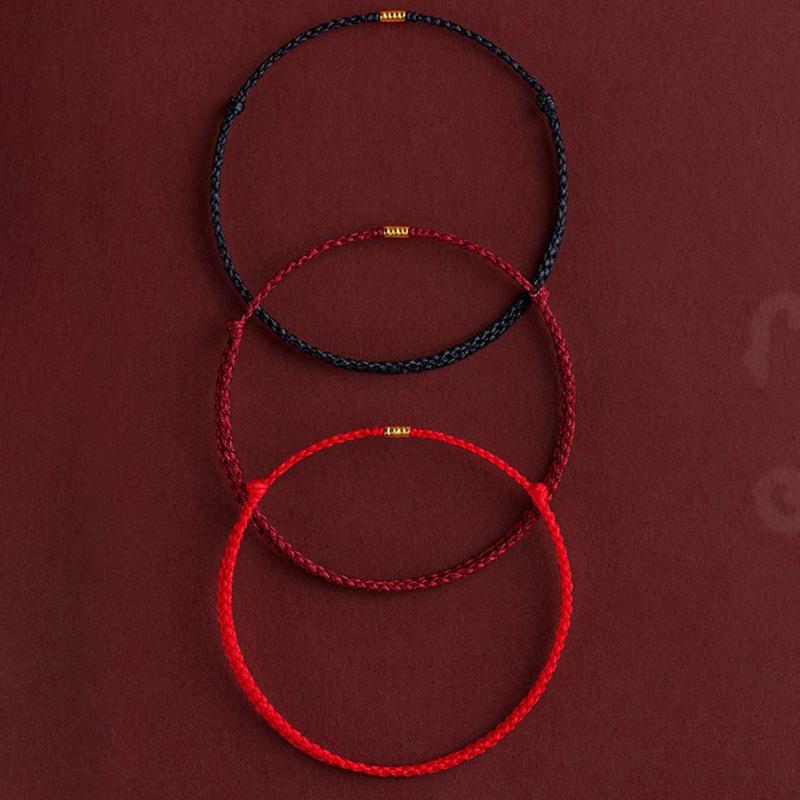 Fashion Handmade Gold Color Beads Red Rope Good Lucky Bangles Adjustable Charm Bracelets For Women Men Lovers' Gift