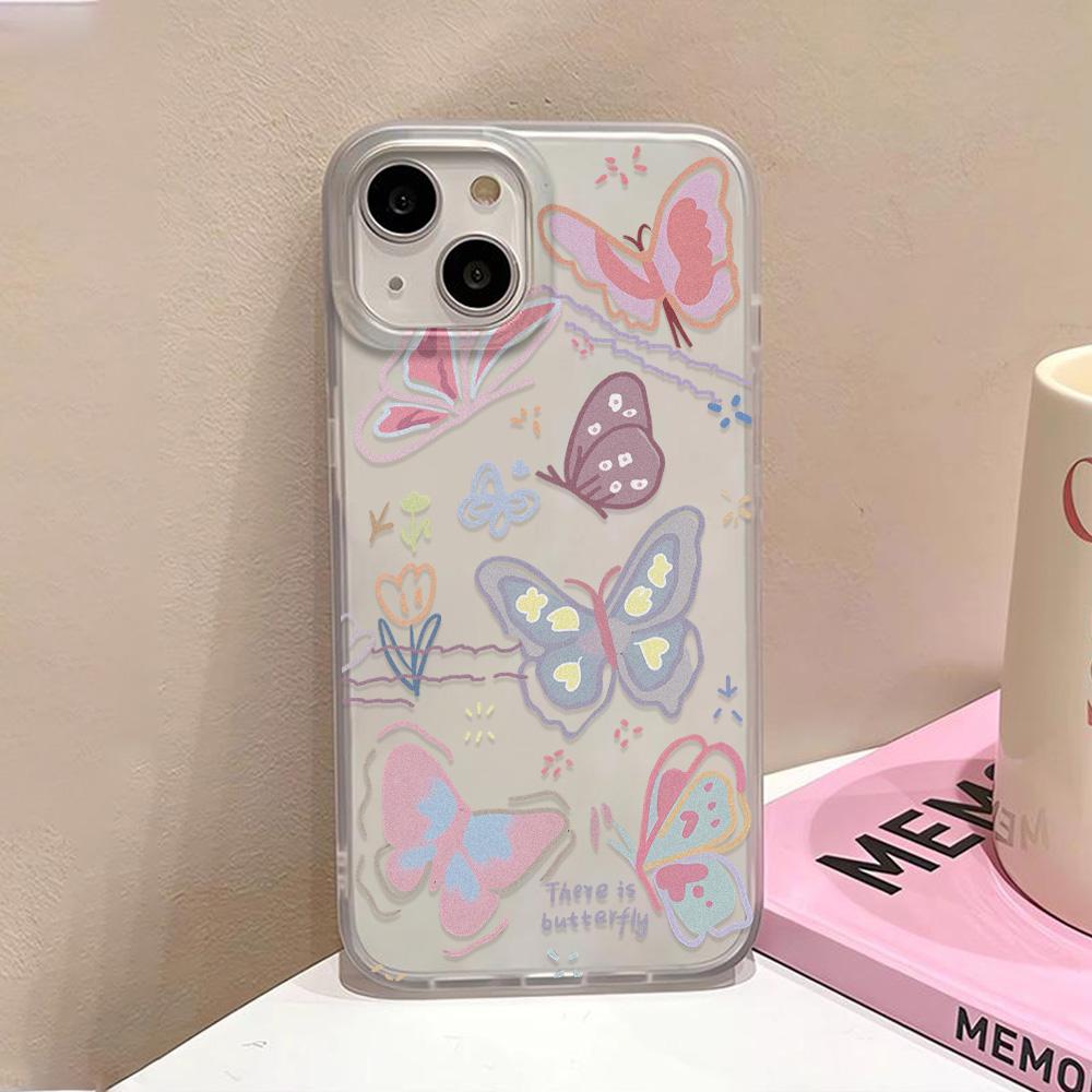 Gold Butterfly Soft TPU Case For iPhone 13 11 12 14 15 16 Pro Max Funda iPhone 12 13 Mini 16 Plus Translucent Clear Phone Cover
