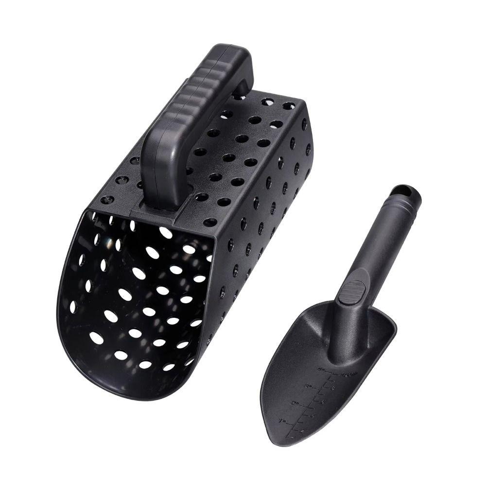 2Pcs Digging Tool Sand Scoop Shovel Set Black Beach Shovel Sand Sifter Garden Gadgets
