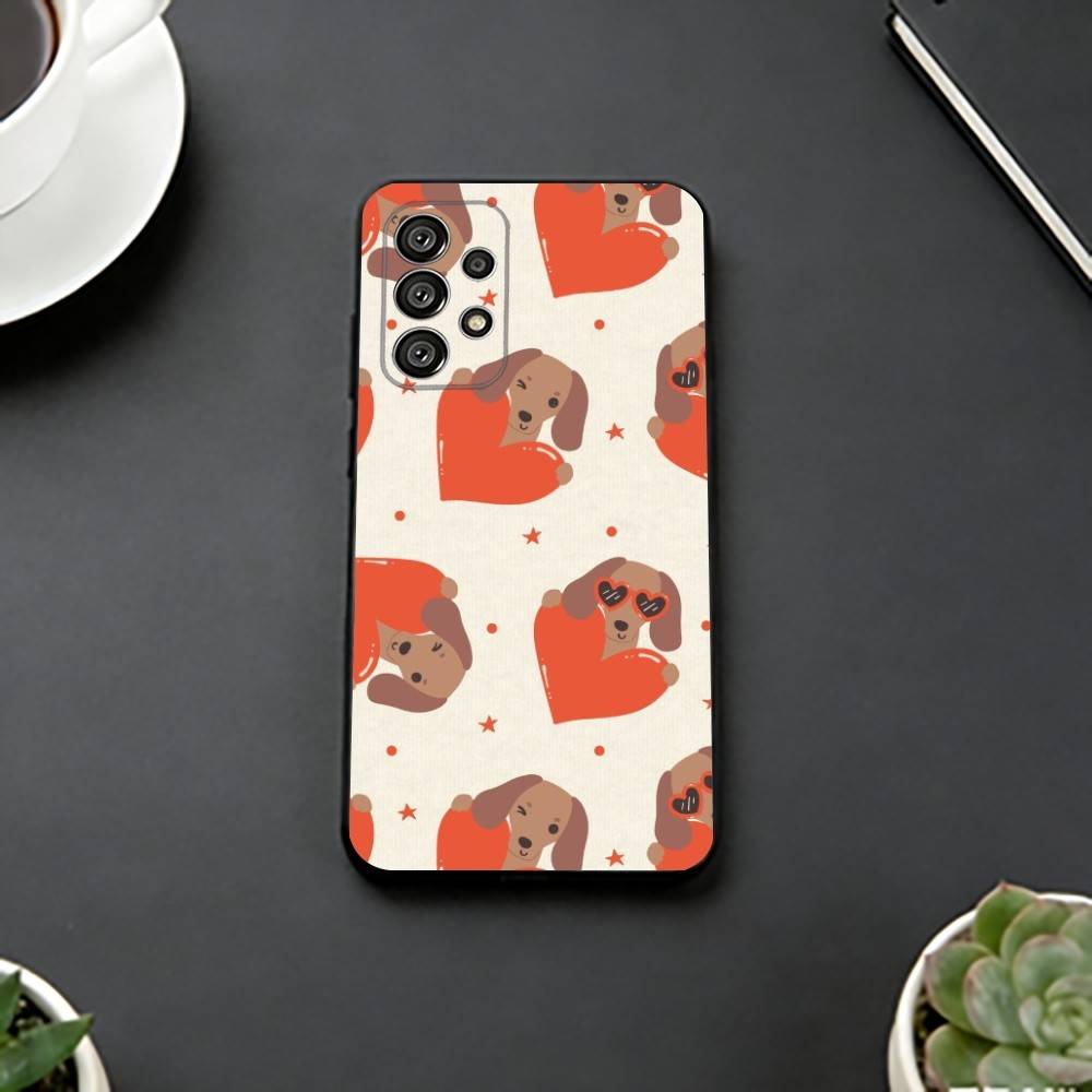 Милый такса-сосиска D-Dog Чехол для телефона Samsung S25, S24, S21, S22, S23, S30, Ultra, S20, Plus, Fe, Мягкий силиконовый черный чехол