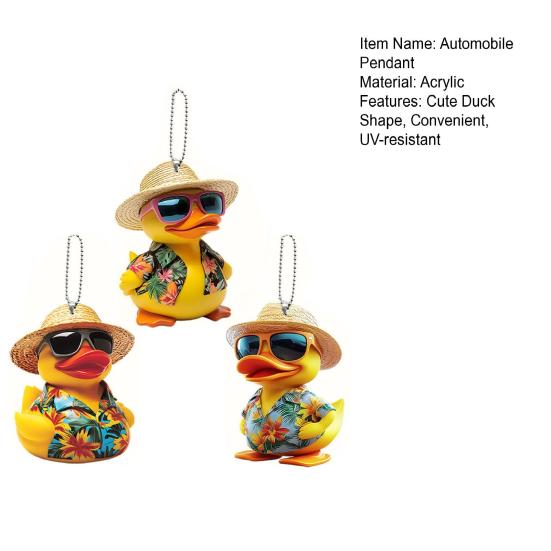 Yousheng Car Rearview Mirror Pendant Cartoon Duck Key Chain 2D Acrylic Flat Car Ornament Safe Driving Accessory