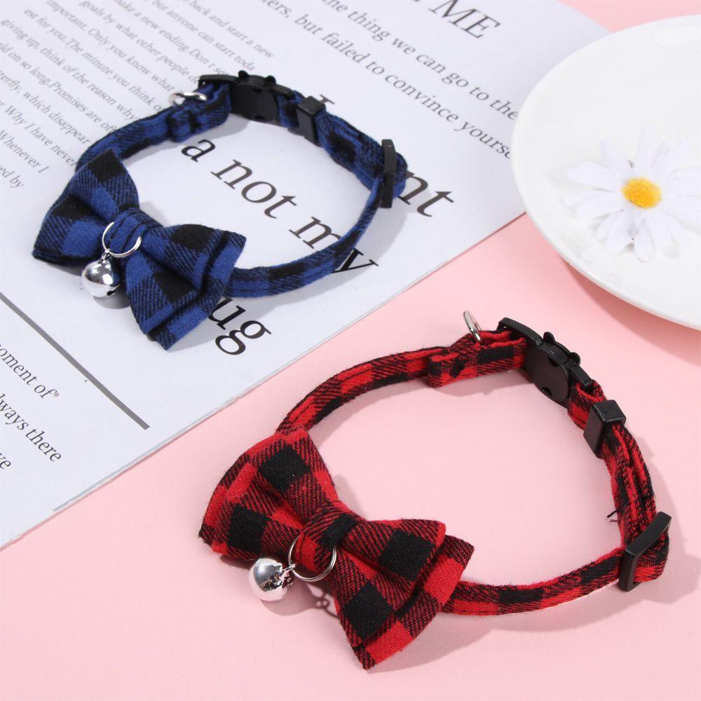 Cat Buckle with Bell Grid Collar Cats Collar Pet Supplies Puppy Collar Kitten Collar