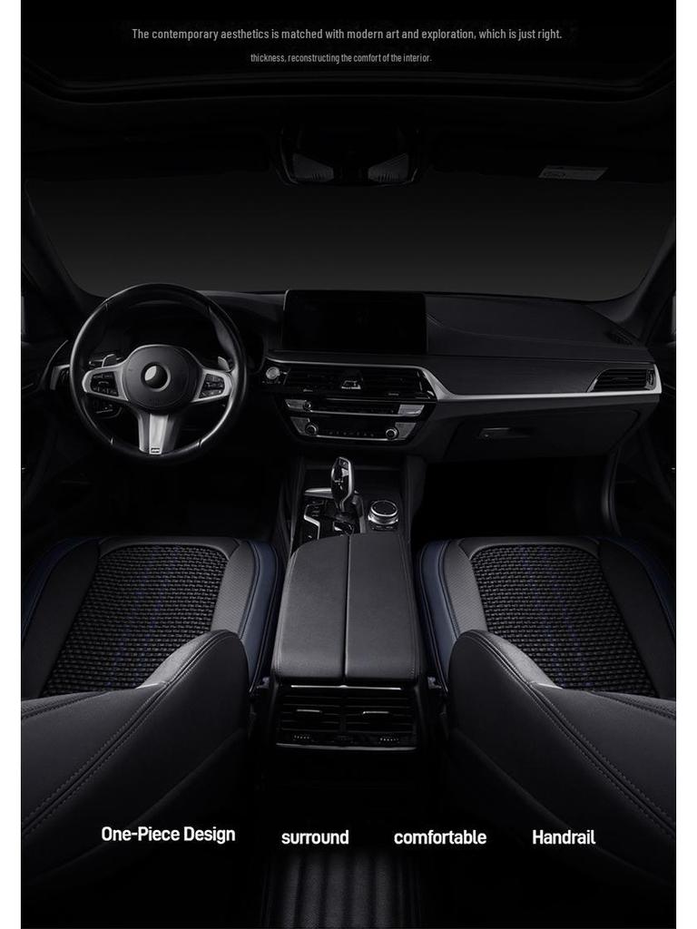 Комплект всесезонных подушек на сиденье автомобиля для водителя, с кожаной обивкой и материалом Ice Silk для вентиляции и противоскользящими свойствами.