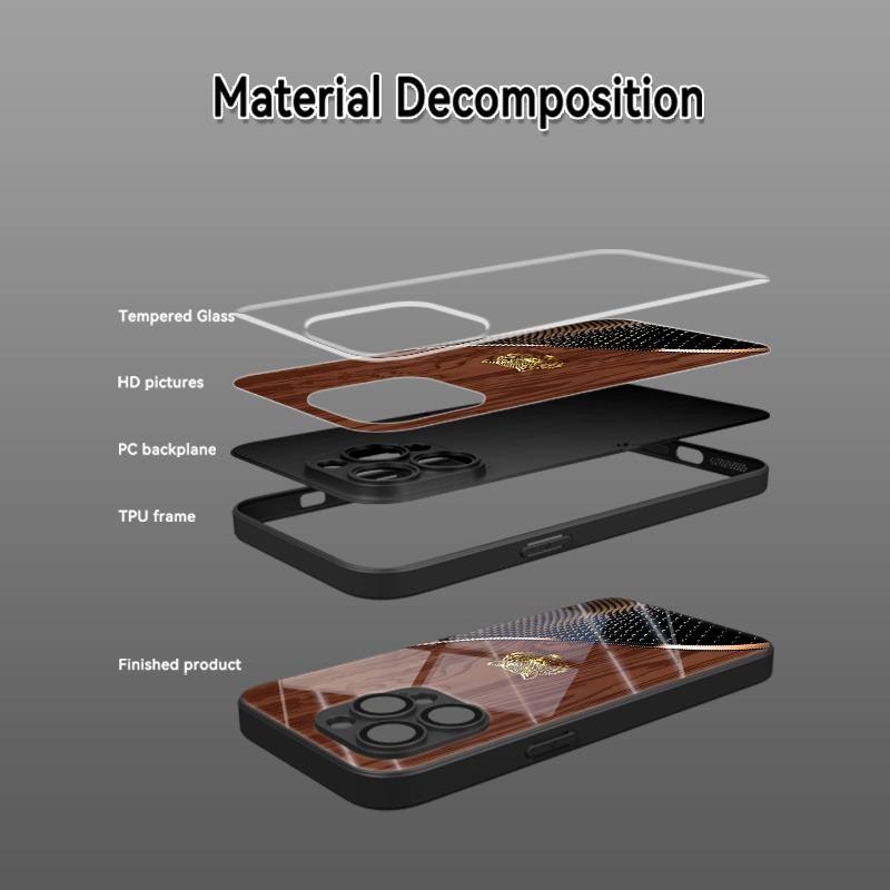 Закаленное стекло с рисунком «Текстура дерева и голова тигра» Черный чехол для телефона для Samsung Galaxy S25 S24 S23 Ultra Plus FE Ударопрочная крышка
